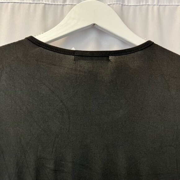 Levaca Womens Dress Black Midi Belted Long Sleeve Diagonal Ruffle Artsy S New - Picture 6 of 12